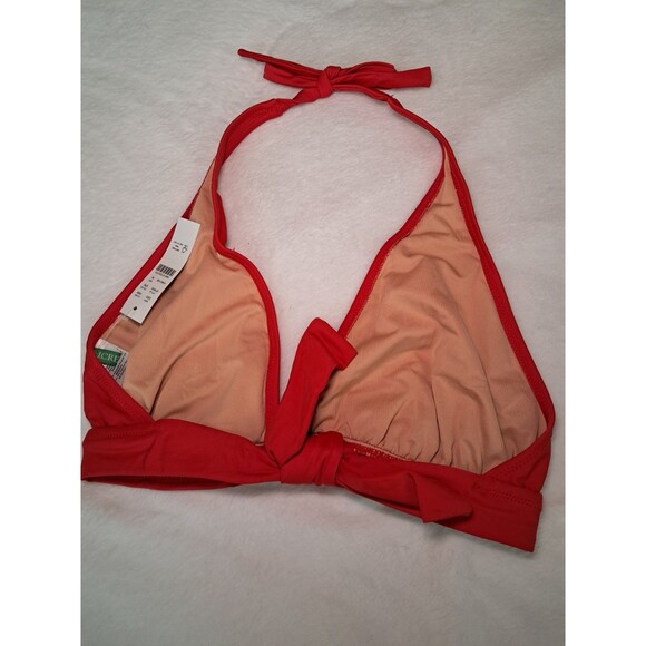 J.Crew DD Halter Tie Neck Bikini Top Red Lined BY633 Beach Swim Size M NWT - Picture 4 of 6